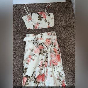 Floral maxi skirt and tank top set